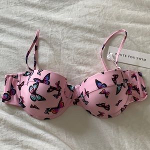 White fox butterfly swim bikini top